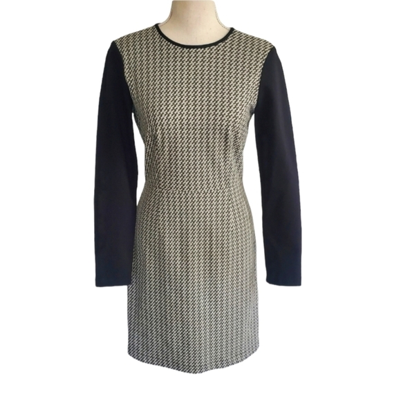 Tibi Black & Cream Houndstooth Dress - Picture 1 of 9
